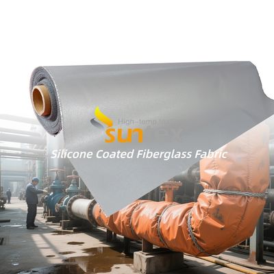 Double Sides Alkali Free Silicone Coated Fiberglass Fabric 50 m / 100 m Roll Fireproof Thermal Insulation Cloth
