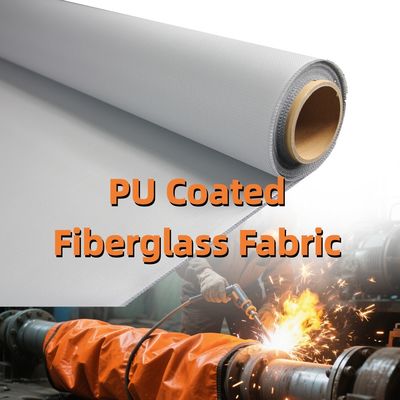 High Strength PU Coated Fiberglass Fabric 460 g/sqm 0.41 mm Fireproof Fiberglass Cloth