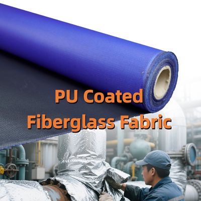 High Strength PU Coated Fiberglass Fabric 460 g/sqm 0.41 mm Fireproof Fiberglass Cloth