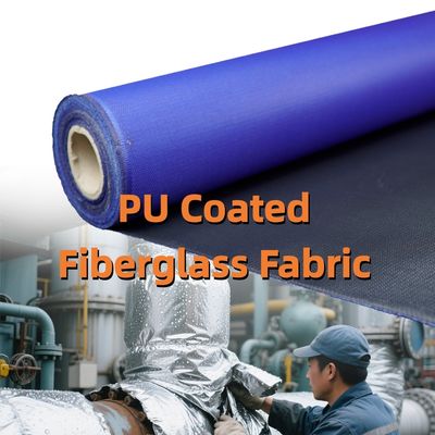 Heat Resistant PU Coated Fiberglass Fabric with 460 g/sqm Weight 0.41 mm Thickness and 1m to 1.55m Width Options