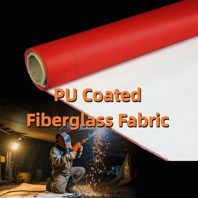 Passive Fire Protection PU Coated Fiberglass Fabric 460 g/sqm 0.41 mm Flame Retardant Polyurethane Coated Fabric