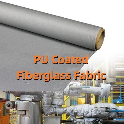 Chemical Resistant PU Coated Fiberglass Fabric 460 g/sqm 0.41 mm Fireproof Heat Resistance