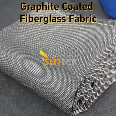 Graphite Coated Fiberglass Fabric with 750℃ Temperature Resistance Abrasion Resistant Black Plain Weave for Industrial Applications