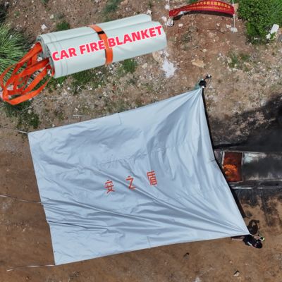 Suntex 60-Minute Fire Protection Gray EV Car Fire Blanket with Oxygen Deprivation for Lithium-Ion Battery Safety