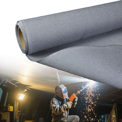 Safety Heat-Insulated Welding Blanket Withstands 1800°C Blue/Black Fire-Resistant PU Coated Fiberglass Fabric