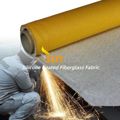 Fireproof Silicone Coated Fiberglass Fabric with Temperature Resistance -50°C to 500°C and 0.3 mm Thickness