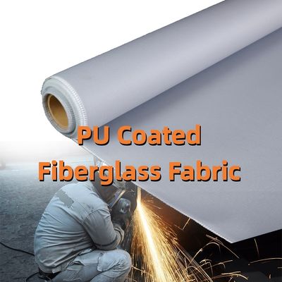 High Temperature Resistant PU Coated Fiberglass Fabric with 1800°C Temperature Resistance 460 g/sqm and 0.41 mm Thickness for Welding Blankets
