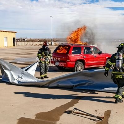 Одноразовое пожарное одеяло для автомобилей электромобилей с термостойкостью 550°C/1000°C и обезвоживанием кислорода для литий-ионных батарей