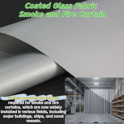 EN-13501 Certified Fire Curtain Fabric with 550°C Temperature Resistance and Silicone Coated for Fire Protection